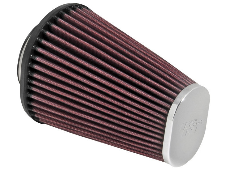 Air Filter Element with Oval End Cap – Chrome. Fits Aircharger. - K&N