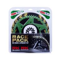 RK RACE PACK - CHAIN AND SPROCKET KIT - PRO - GOLD / GREEN - 13/48 KX450F 06-21