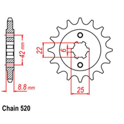 FRONT SPROCKET - STEEL  16T 520P