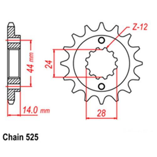 FRONT SPROCKET - STEEL  16T 525P