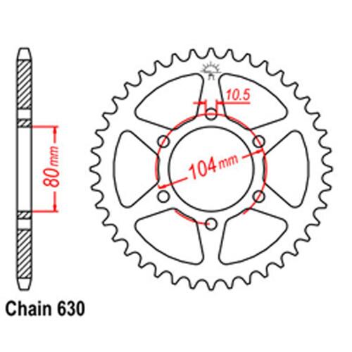 REAR SPROCKET - STEEL 41T 630P