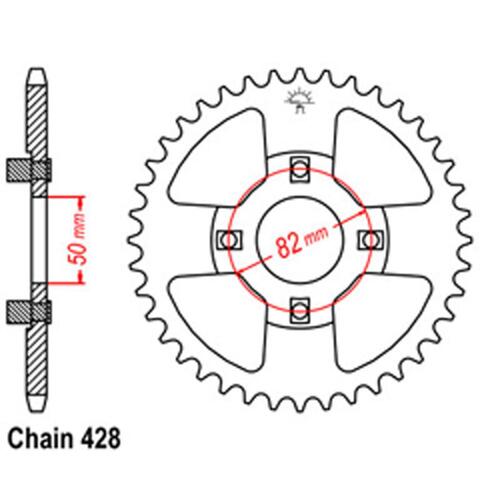 REAR SPROCKET - STEEL 45T 428P