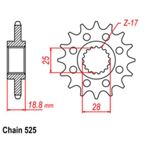 FRONT SPROCKET - STEEL 17T 525P