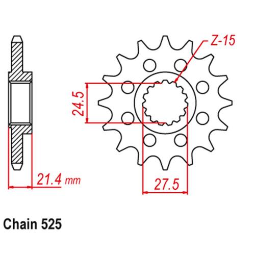 FRONT SPROCKET - STEEL 16T 525P