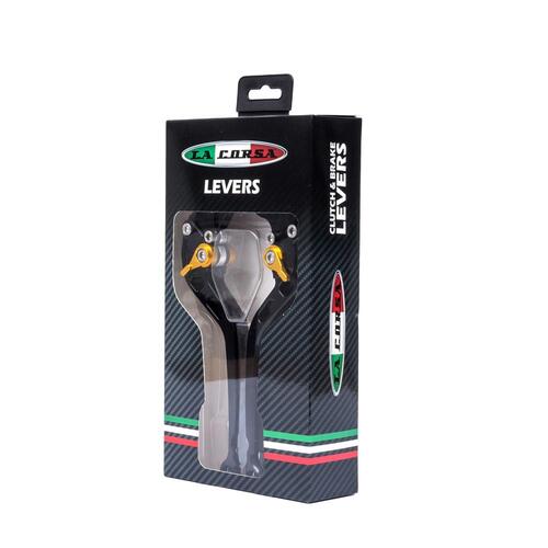 LA CORSA - LEVER SET - SPAN ADJUSTABLE - BLACK/GOLD - KAWASAKI